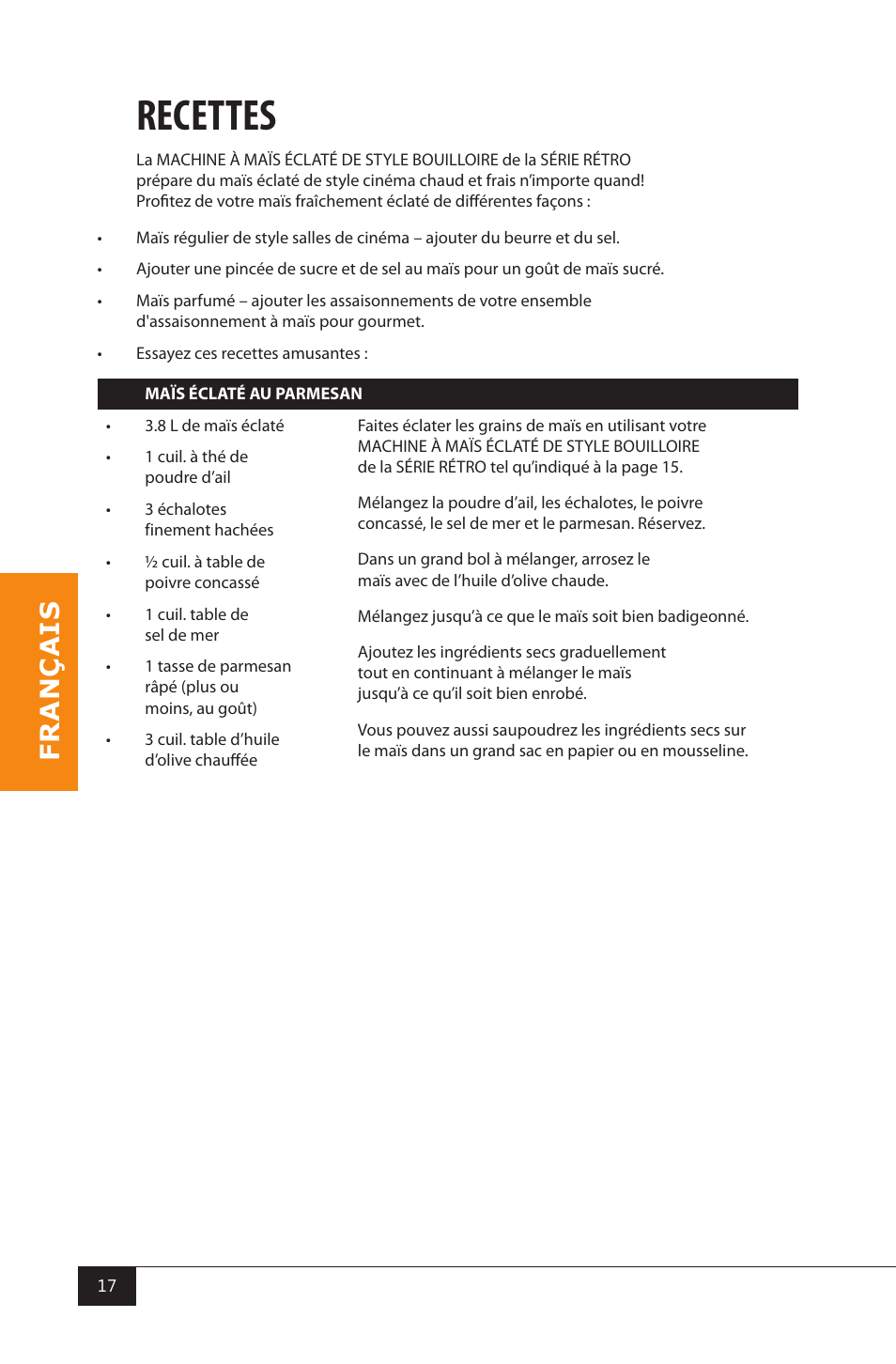 Recettes | Nostalgia Electrics RKP630 SERIES User Manual | Page 19 / 32