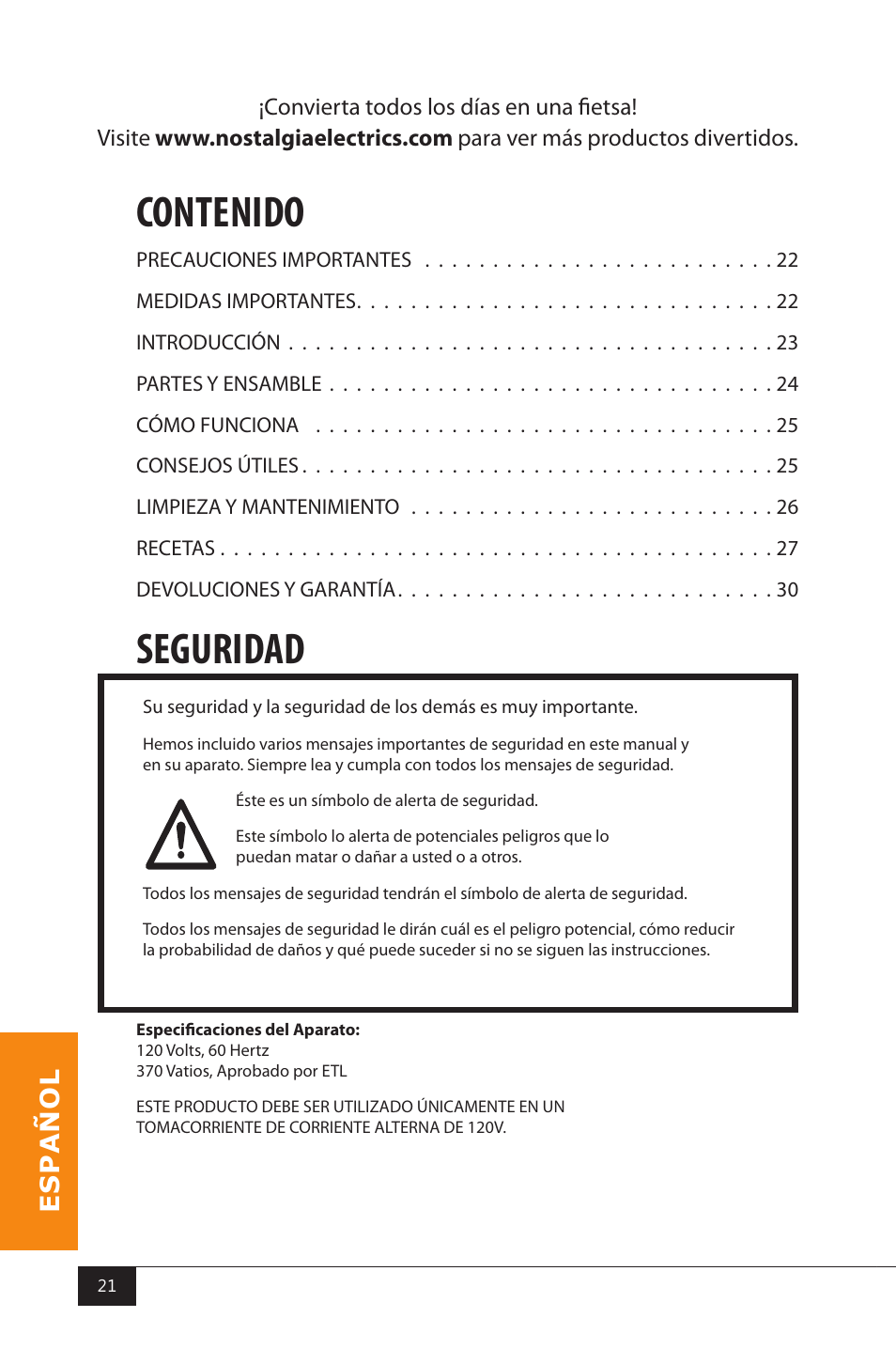 Nostalgia Electrics RKP630 SERIES User Manual | Page 23 / 32