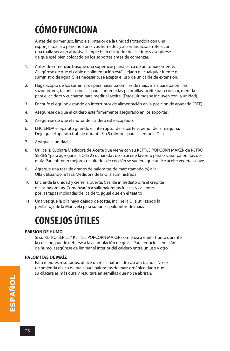 Cómo funciona, Consejos útiles | Nostalgia Electrics RKP630 SERIES User Manual | Page 27 / 32