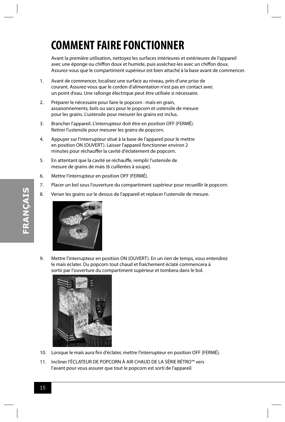 Comment faire fonctionner | Nostalgia Electrics RHP625 SERIES User Manual | Page 17 / 32