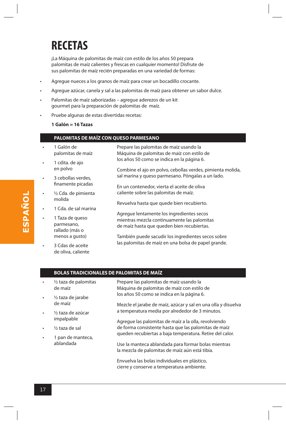 Recetas | Nostalgia Electrics SP300 RETRO RED User Manual | Page 19 / 30