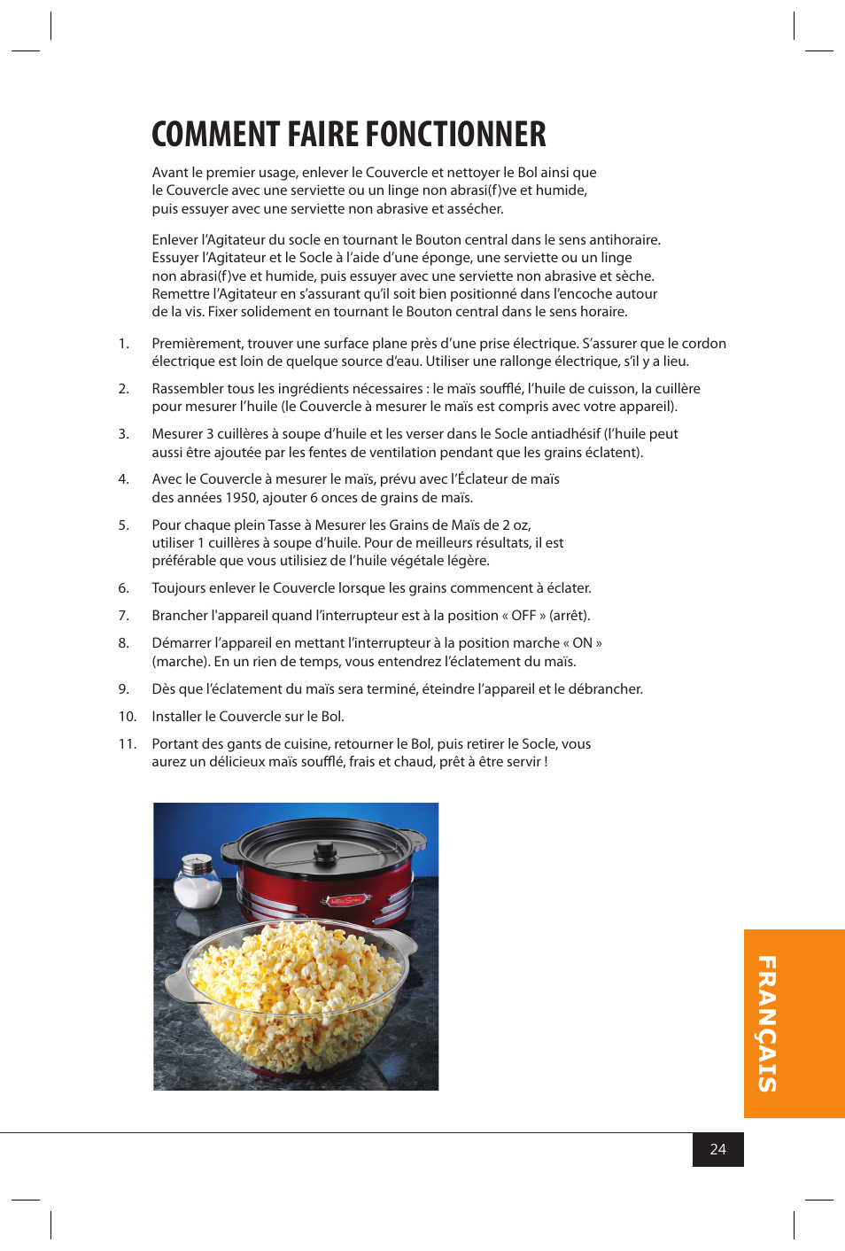 Comment faire fonctionner | Nostalgia Electrics SP300 RETRO RED User Manual | Page 26 / 30