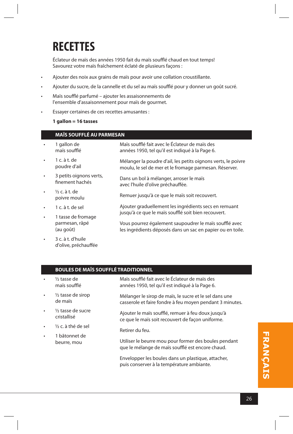 Recettes | Nostalgia Electrics SP300 RETRO RED User Manual | Page 28 / 30