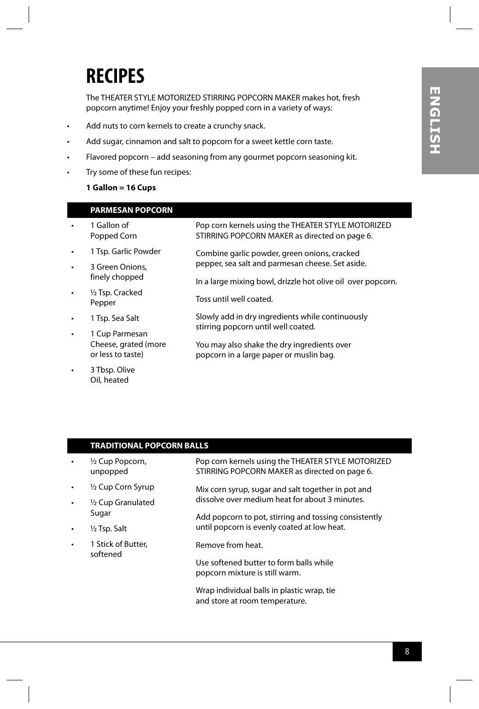 Recipes, En g li s h | Nostalgia Electrics TPM100 REDBLK User Manual | Page 10 / 30