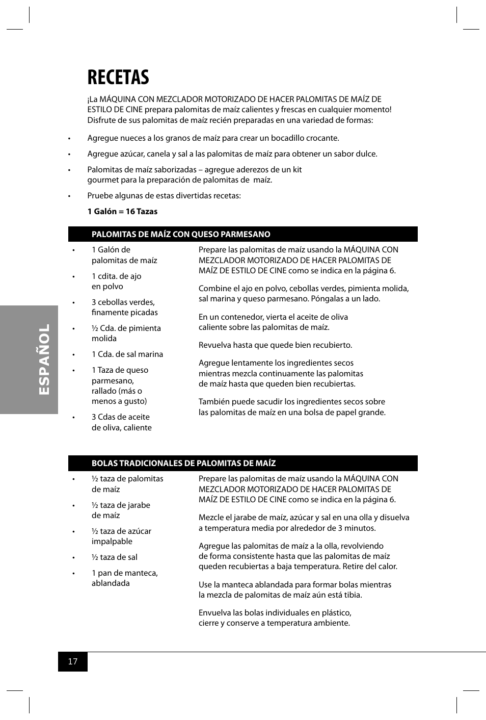 Recetas | Nostalgia Electrics TPM100 REDBLK User Manual | Page 19 / 30
