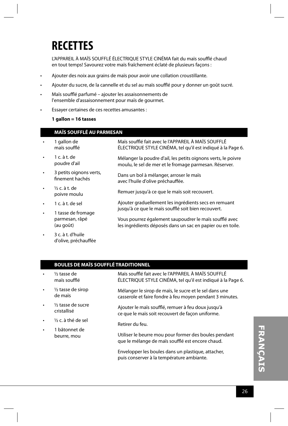 Recettes | Nostalgia Electrics TPM100 REDBLK User Manual | Page 28 / 30