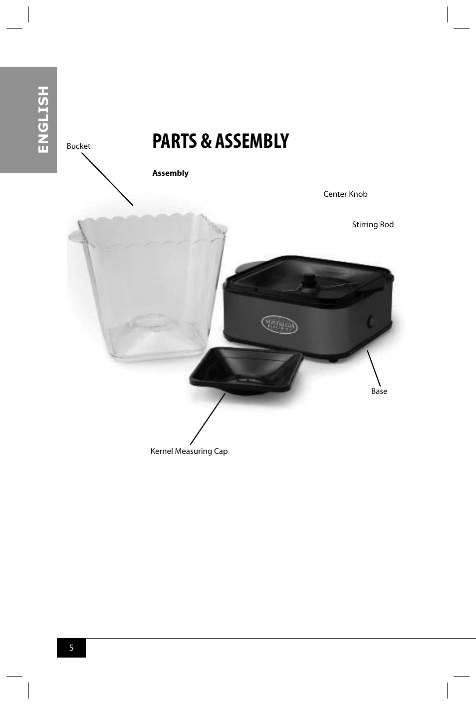 Parts & assembly | Nostalgia Electrics TPM100 REDBLK User Manual | Page 7 / 30