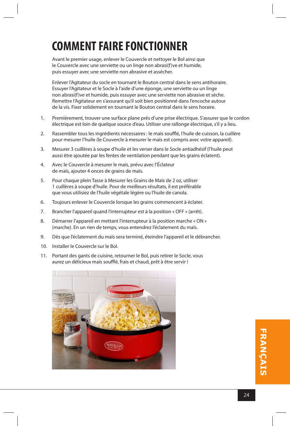 Comment faire fonctionner | Nostalgia Electrics SP440 SERIES User Manual | Page 26 / 30