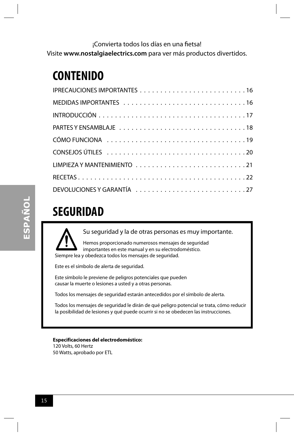 Nostalgia Electrics ICMP400 SERIES User Manual | Page 17 / 42