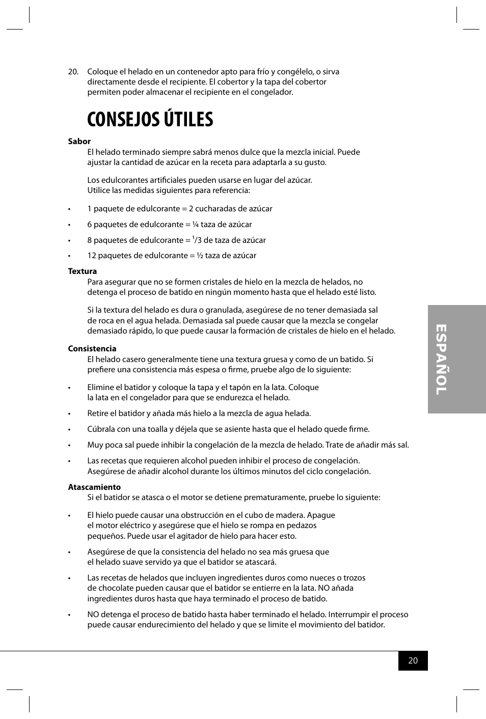 Consejos útiles | Nostalgia Electrics ICMP400 SERIES User Manual | Page 22 / 42