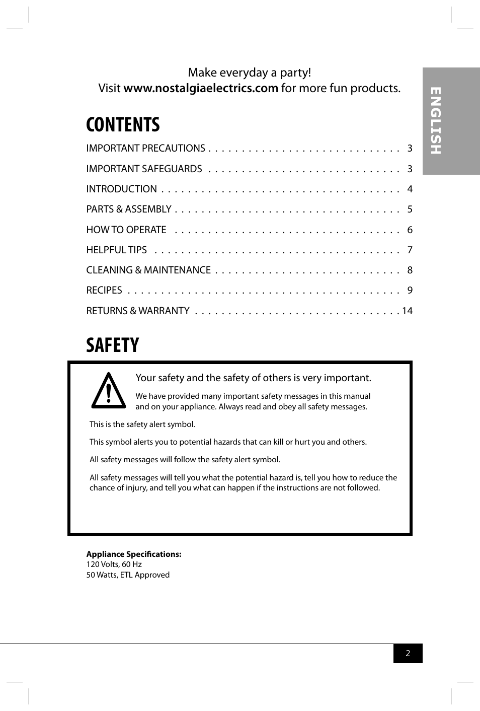 Nostalgia Electrics ICMP400 SERIES User Manual | Page 4 / 42