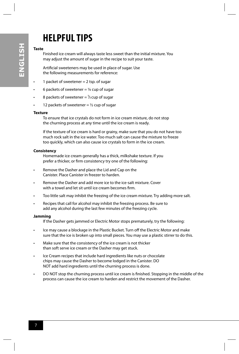 Helpful tips, En g li s h | Nostalgia Electrics ICMP400 SERIES User Manual | Page 9 / 42