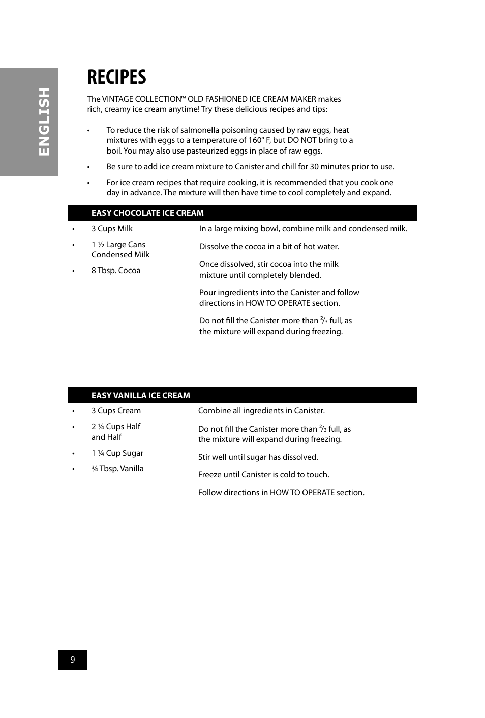 Recipes, En g li s h | Nostalgia Electrics ICMP200 WD User Manual | Page 11 / 42