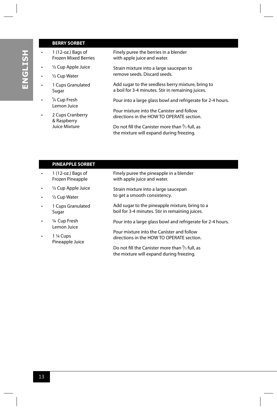 En g li s h | Nostalgia Electrics ICMP200 PIST User Manual | Page 15 / 42