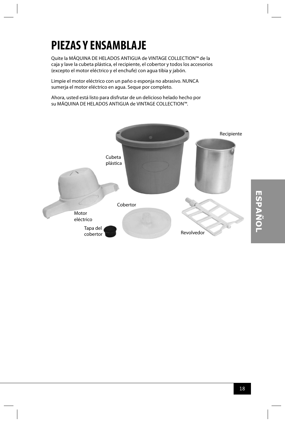 Piezas y ensamblaje | Nostalgia Electrics ICMP200 PIST User Manual | Page 20 / 42