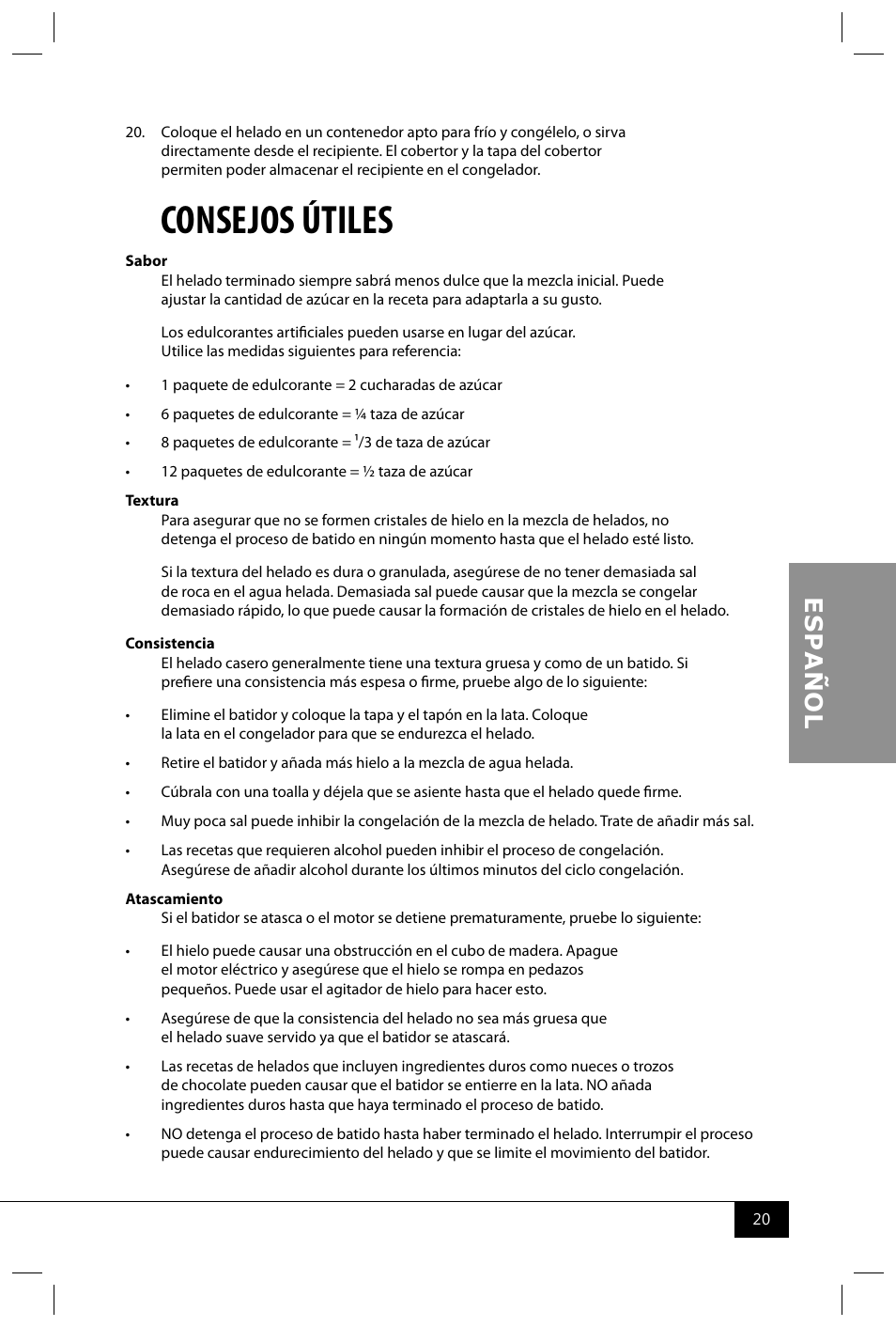 Consejos útiles | Nostalgia Electrics ICMP200 PIST User Manual | Page 22 / 42