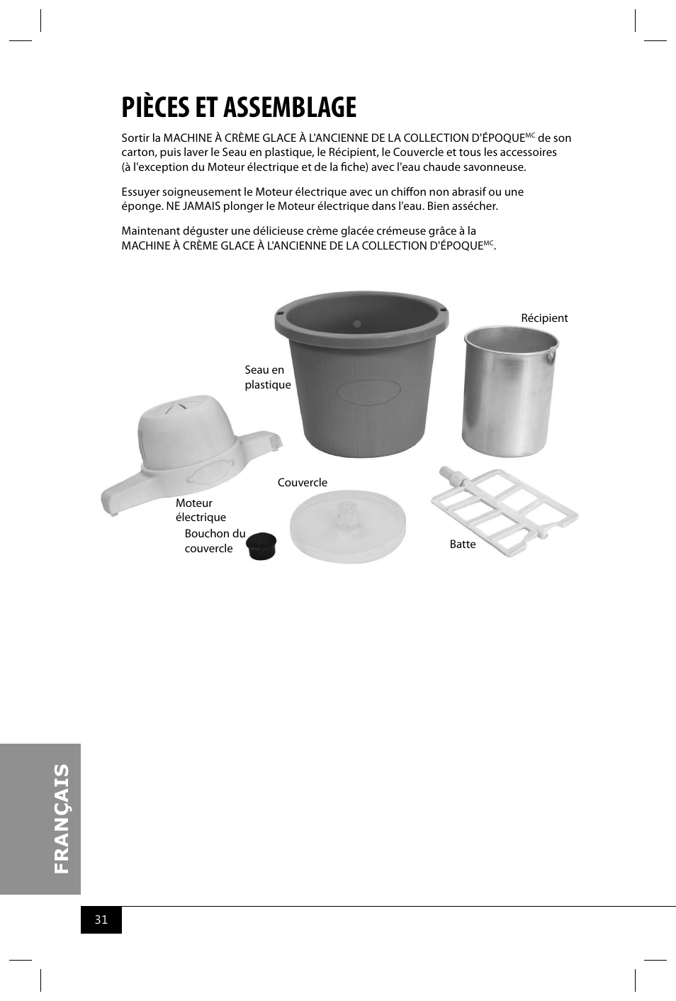 Pièces et assemblage | Nostalgia Electrics ICMP200 PIST User Manual | Page 33 / 42