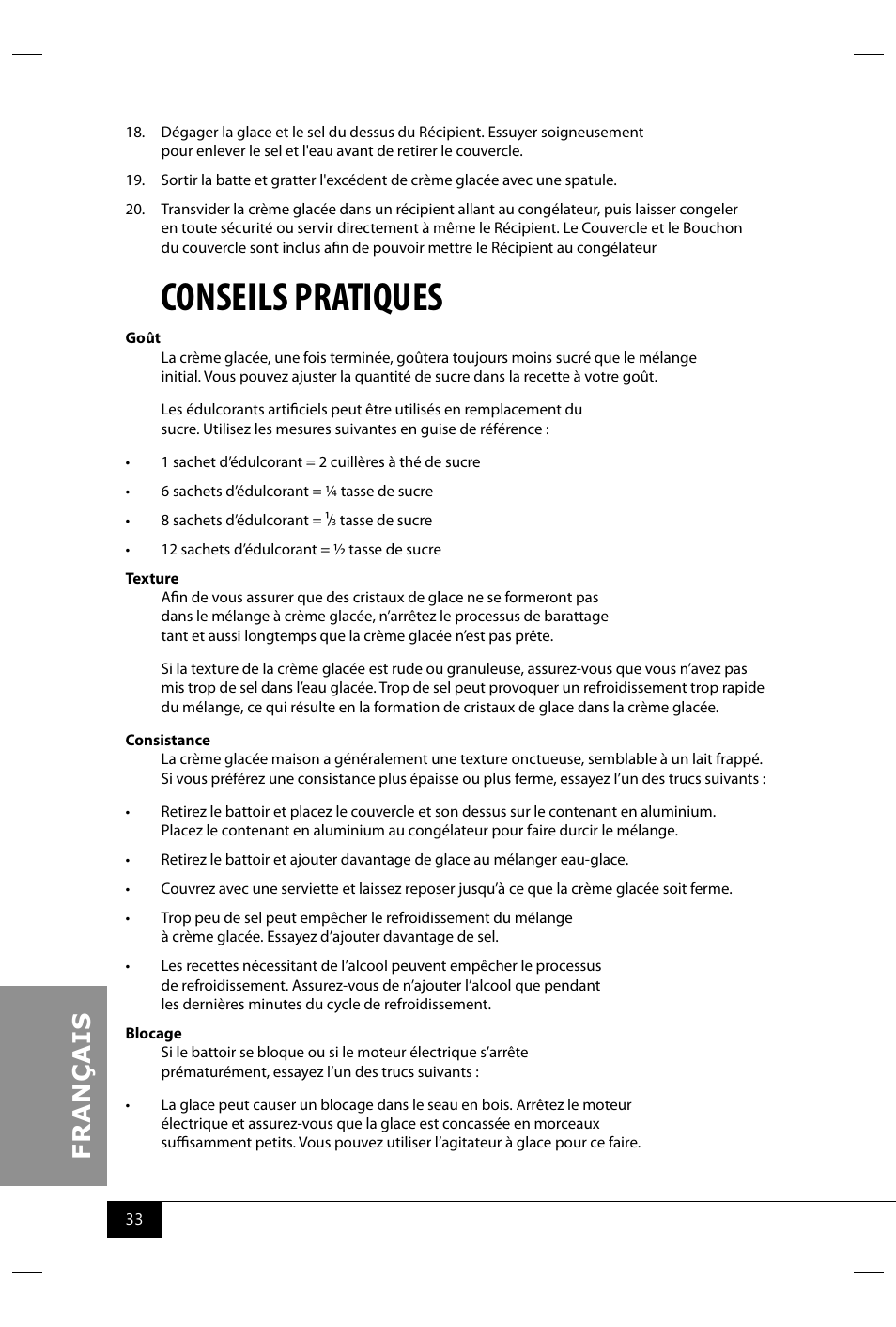 Conseils pratiques | Nostalgia Electrics ICMP200 PIST User Manual | Page 35 / 42