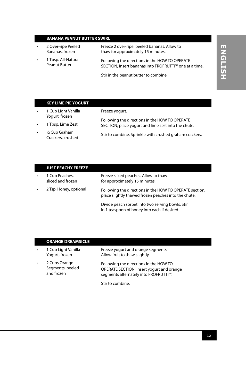 En g li s h | Nostalgia Electrics FFT100 User Manual | Page 14 / 42