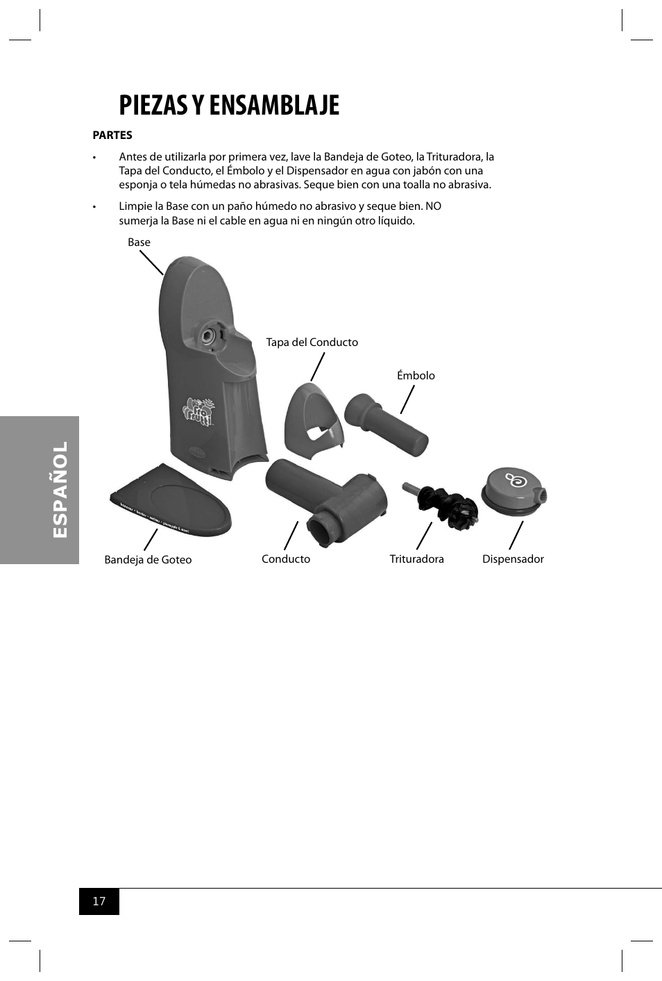 Piezas y ensamblaje | Nostalgia Electrics FFT100 User Manual | Page 19 / 42