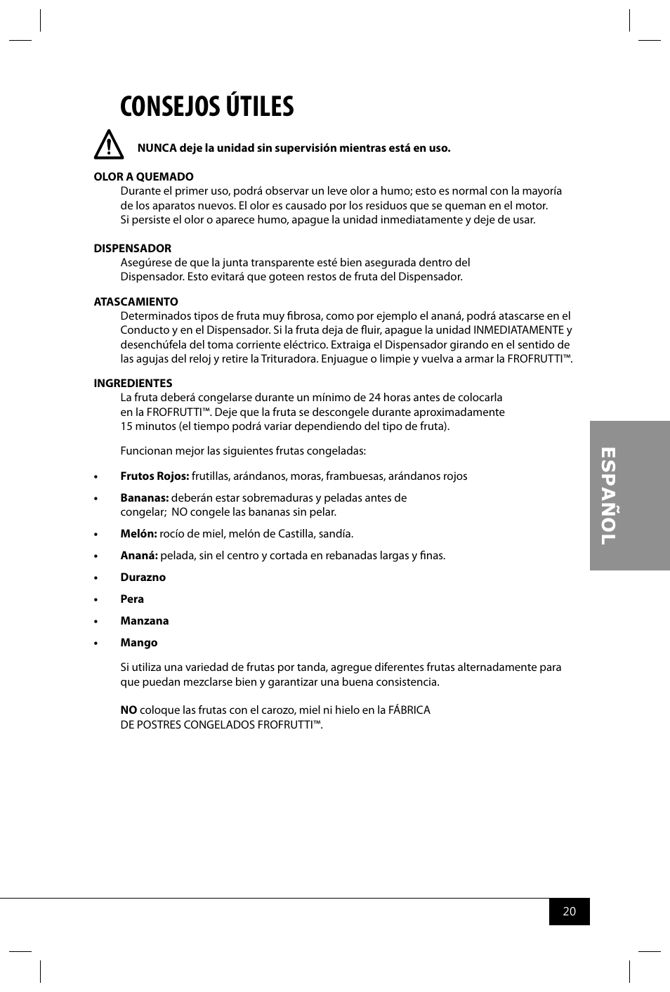 Consejos útiles | Nostalgia Electrics FFT100 User Manual | Page 22 / 42