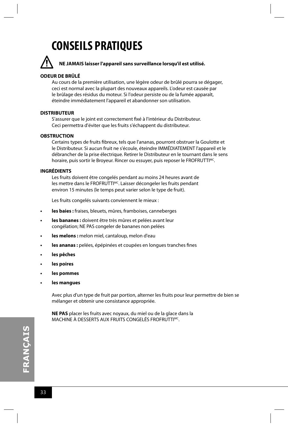 Conseils pratiques | Nostalgia Electrics FFT100 User Manual | Page 35 / 42