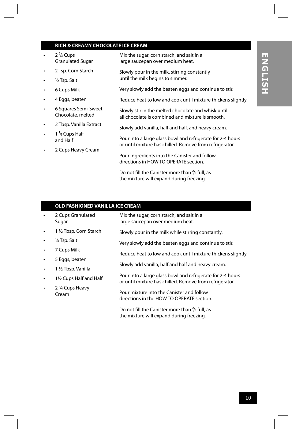 En g li s h | Nostalgia Electrics ICMW400 User Manual | Page 12 / 16