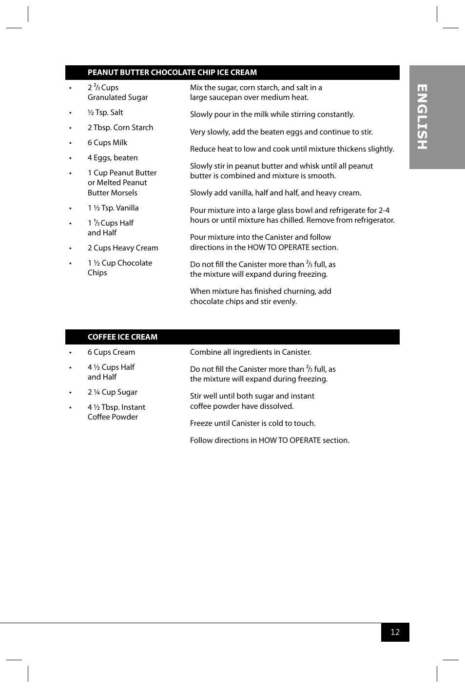 En g li s h | Nostalgia Electrics ICMW400 User Manual | Page 14 / 16