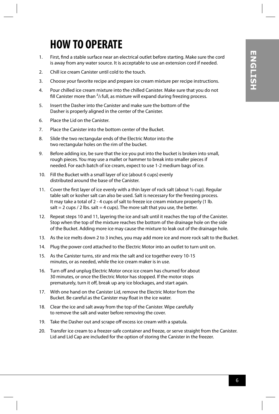 How to operate, En g li s h | Nostalgia Electrics ICMW400 User Manual | Page 8 / 16