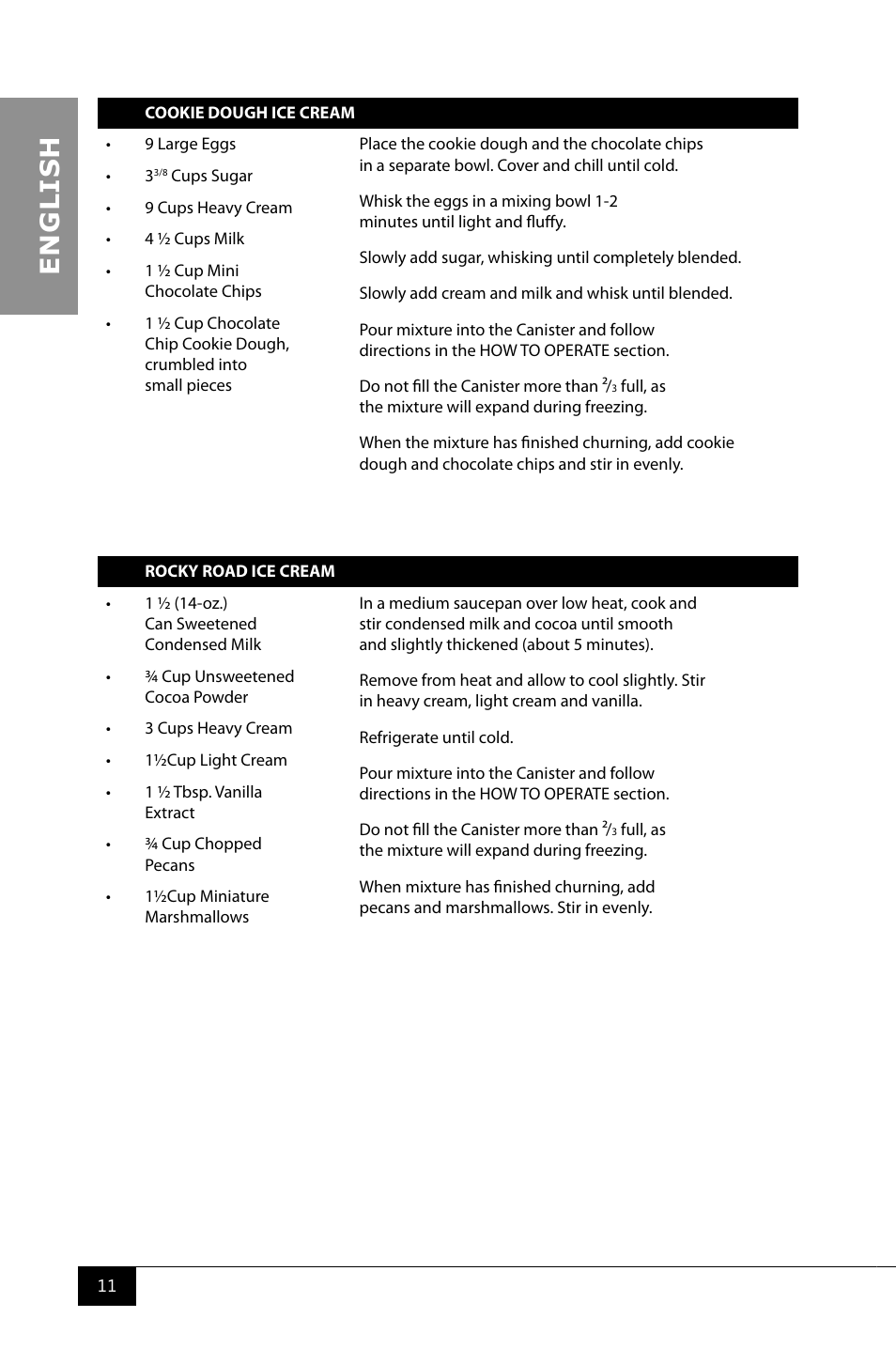 En g li s h | Nostalgia Electrics ICMP600WD User Manual | Page 13 / 16