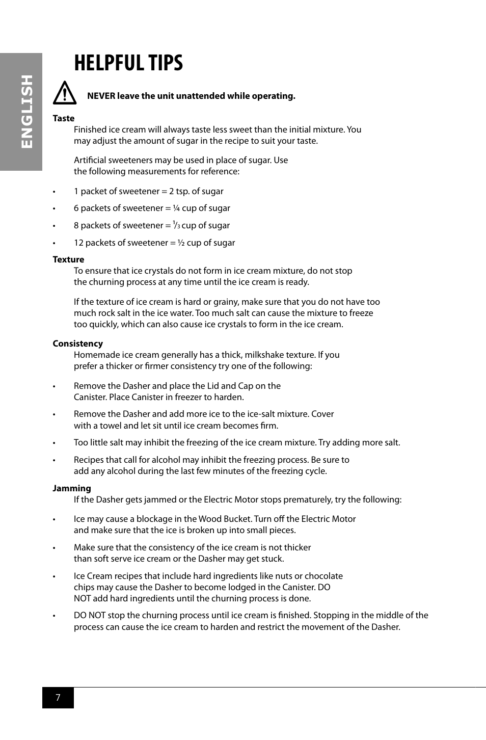 Helpful tips, En g li s h | Nostalgia Electrics ICMP600WD User Manual | Page 9 / 16