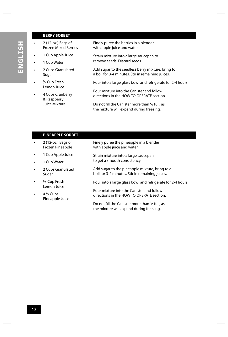 En g li s h | Nostalgia Electrics ICMP400WD User Manual | Page 15 / 16