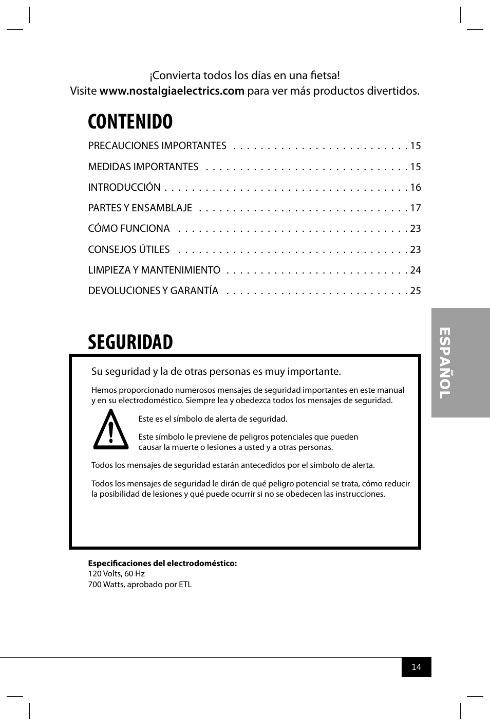 Nostalgia Electrics CCM600 User Manual | Page 16 / 40