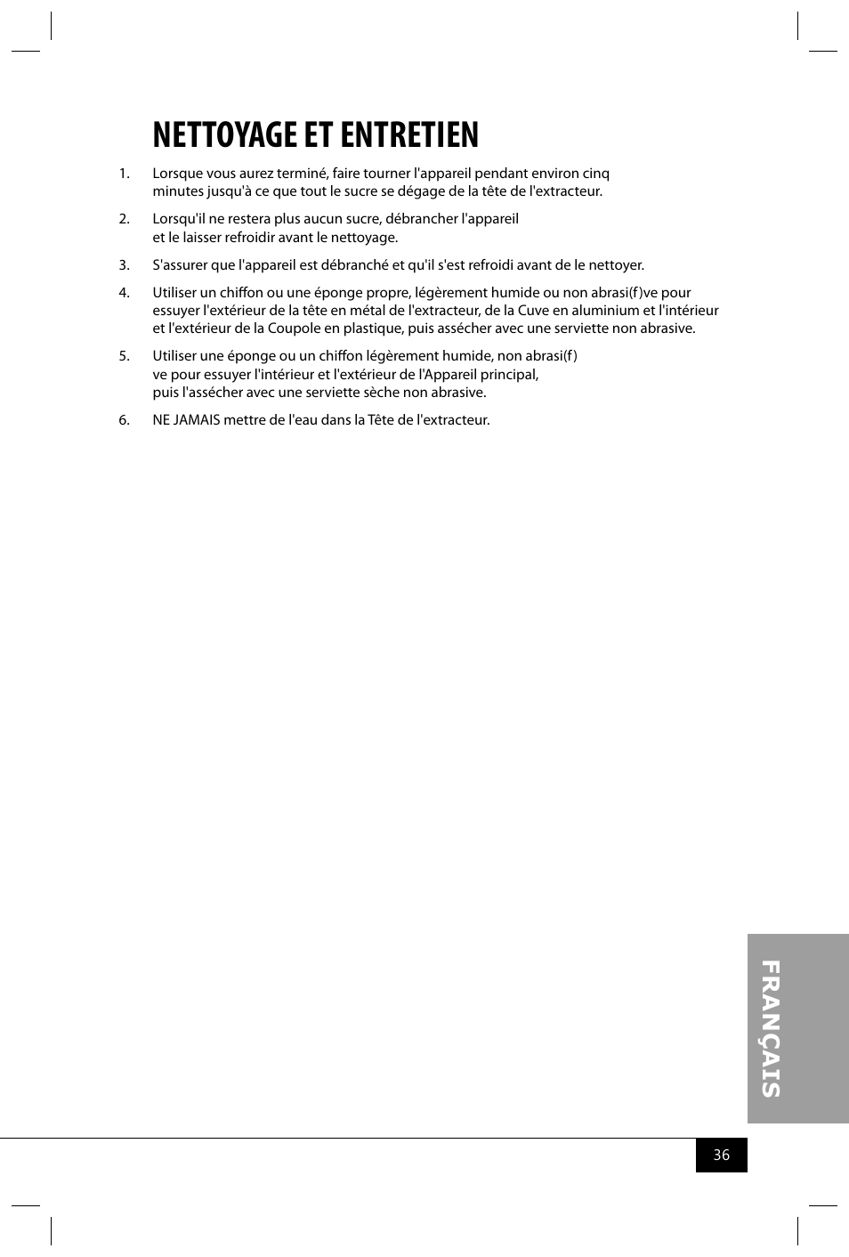 Nettoyage et entretien | Nostalgia Electrics CCM600 User Manual | Page 38 / 40