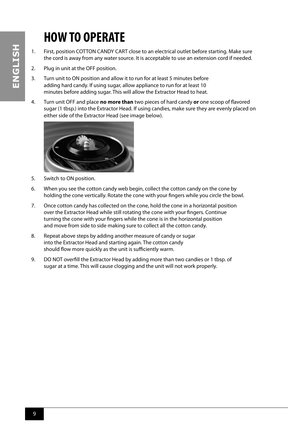 How to operate, En g li s h | Nostalgia Electrics CCM510 User Manual | Page 11 / 36