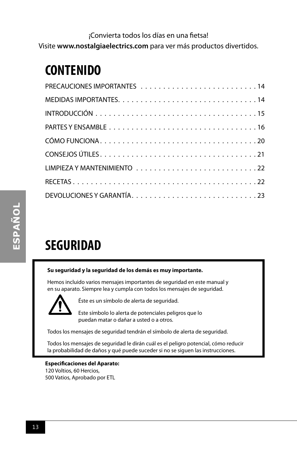 Nostalgia Electrics CCM510 User Manual | Page 15 / 36