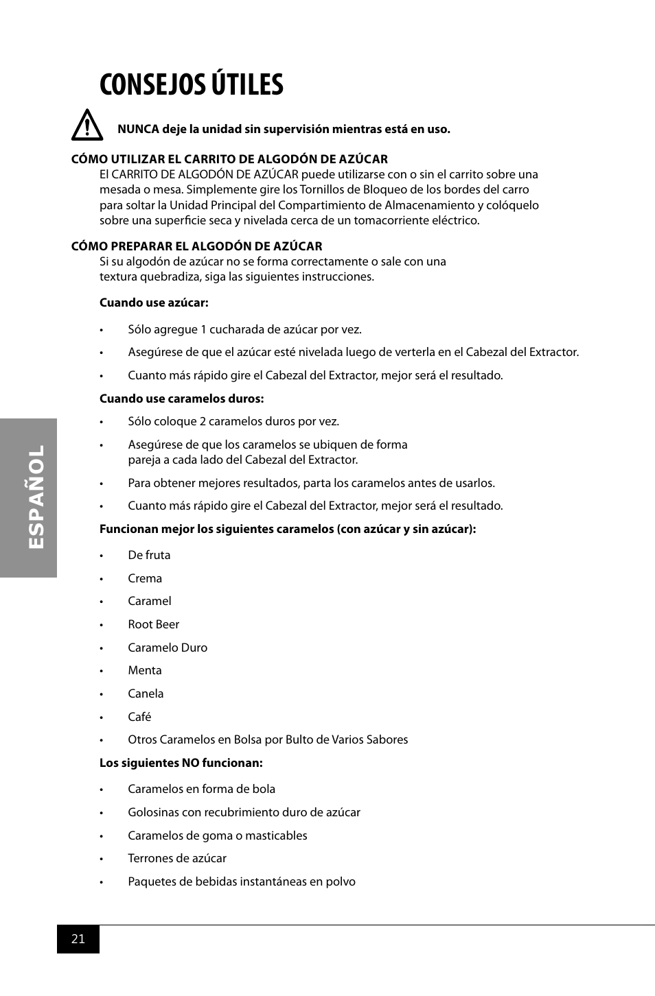 Consejos útiles | Nostalgia Electrics CCM510 User Manual | Page 23 / 36