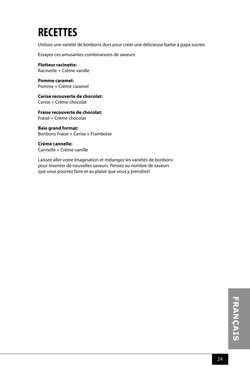 Recettes | Nostalgia Electrics PCM805 User Manual | Page 26 / 28