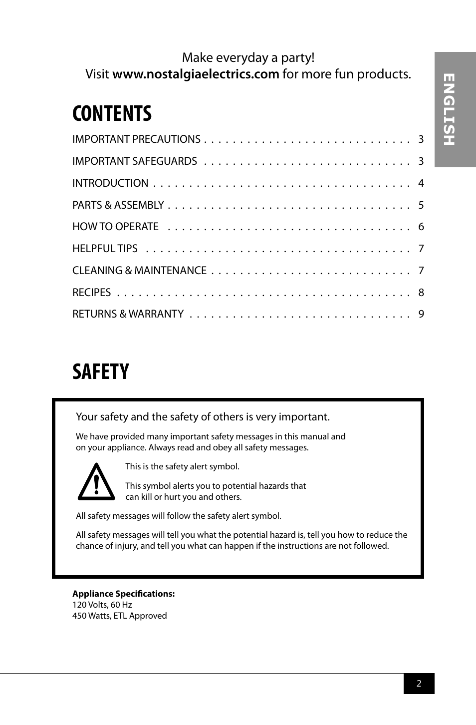 Nostalgia Electrics PCM805 User Manual | Page 4 / 28