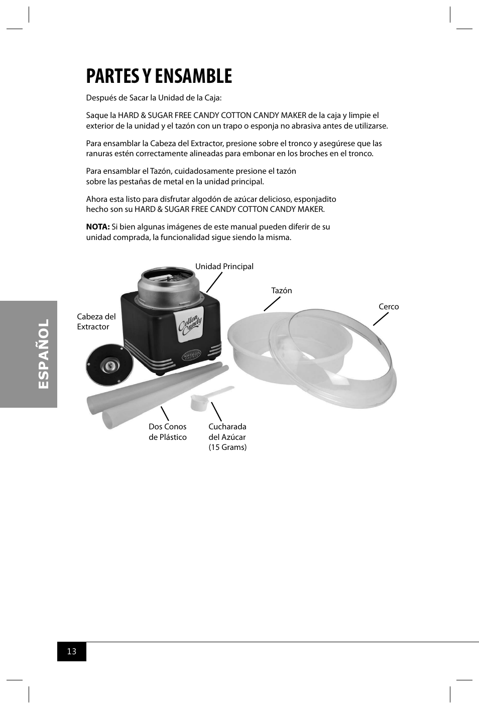 Partes y ensamble | Nostalgia Electrics PCM405 SERIES User Manual | Page 15 / 28