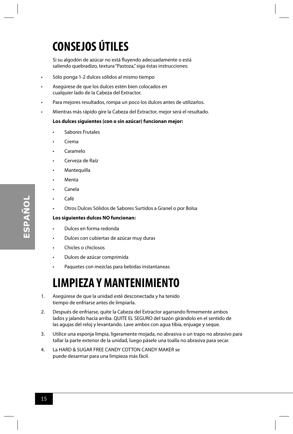 Consejos útiles, Limpieza y mantenimiento | Nostalgia Electrics PCM405 SERIES User Manual | Page 17 / 28