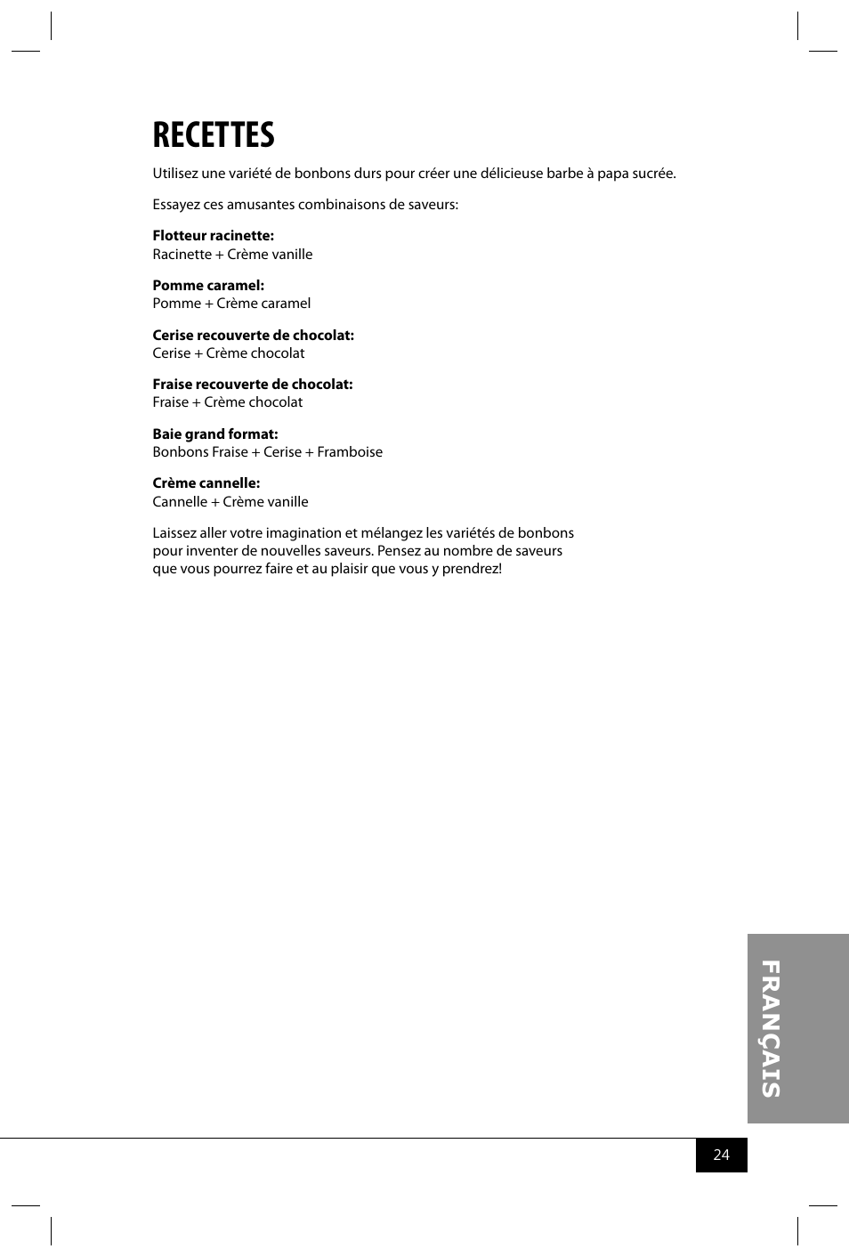 Recettes | Nostalgia Electrics PCM405 SERIES User Manual | Page 26 / 28