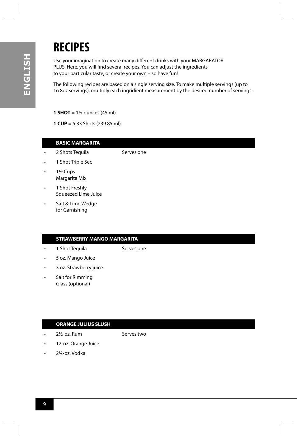 Recipes, En g li s h | Nostalgia Electrics MSB600 SERIES User Manual | Page 11 / 37