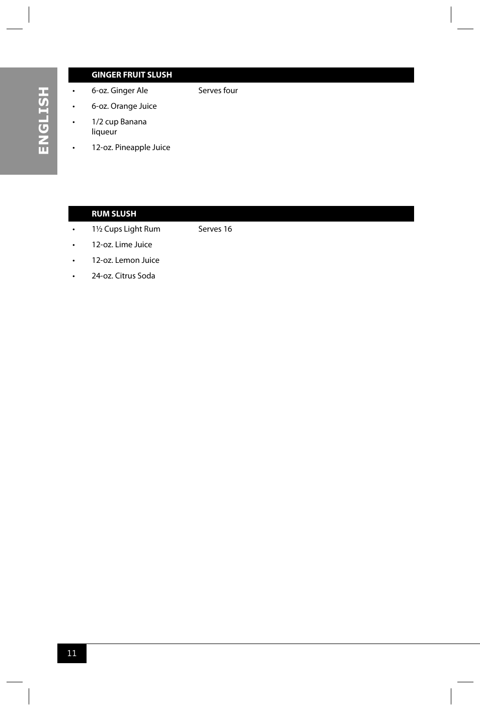 En g li s h | Nostalgia Electrics MSB600 SERIES User Manual | Page 13 / 37