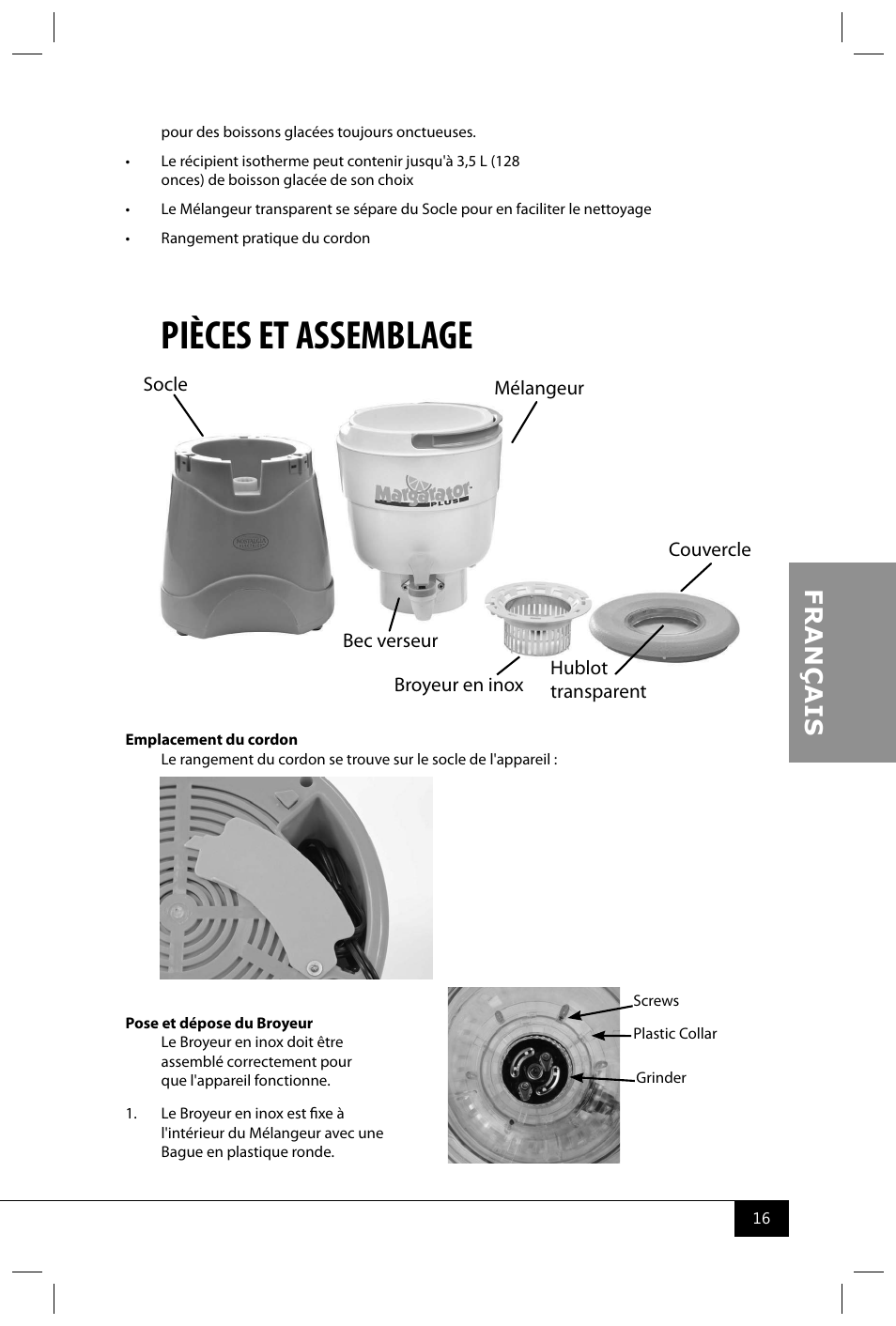 Pièces et assemblage | Nostalgia Electrics MSB600 SERIES User Manual | Page 18 / 37