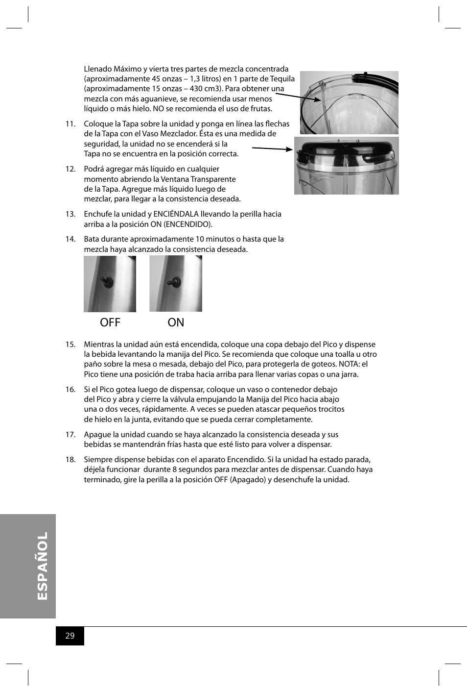 Off on | Nostalgia Electrics MSB600 SERIES User Manual | Page 31 / 37