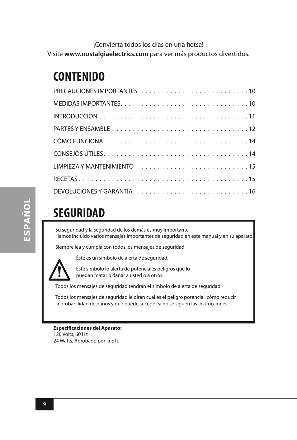 Nostalgia Electrics LPF210 User Manual | Page 11 / 26