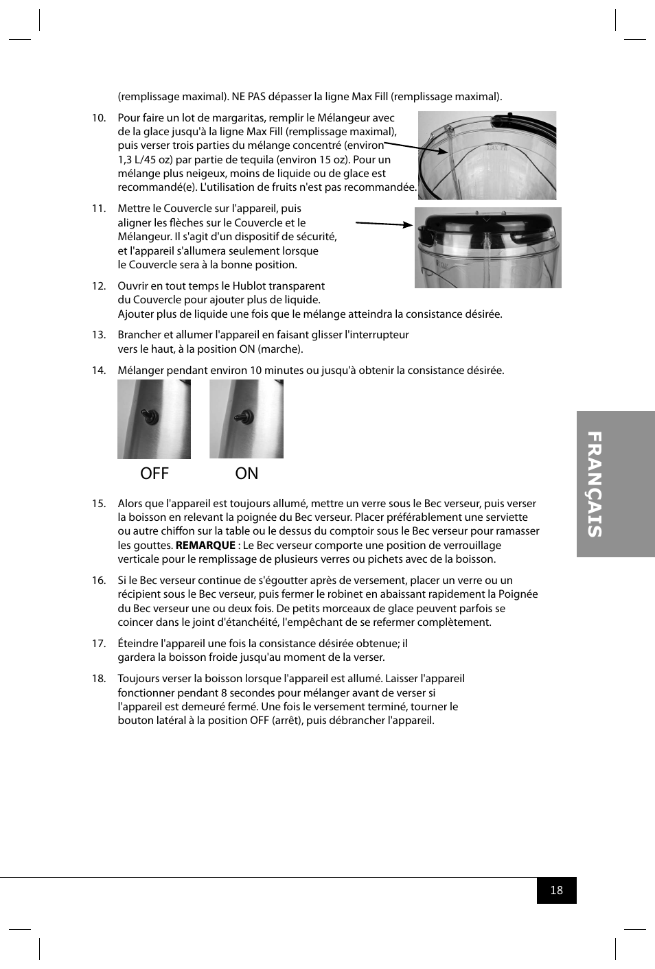 Off on | Nostalgia Electrics HSB590 User Manual | Page 20 / 38