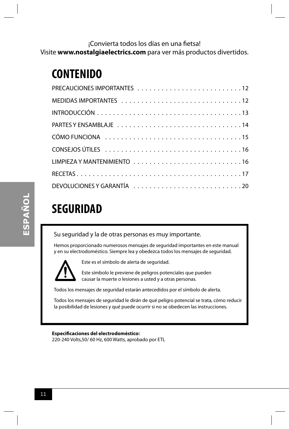 Nostalgia Electrics HCM700 SERIES User Manual | Page 13 / 32