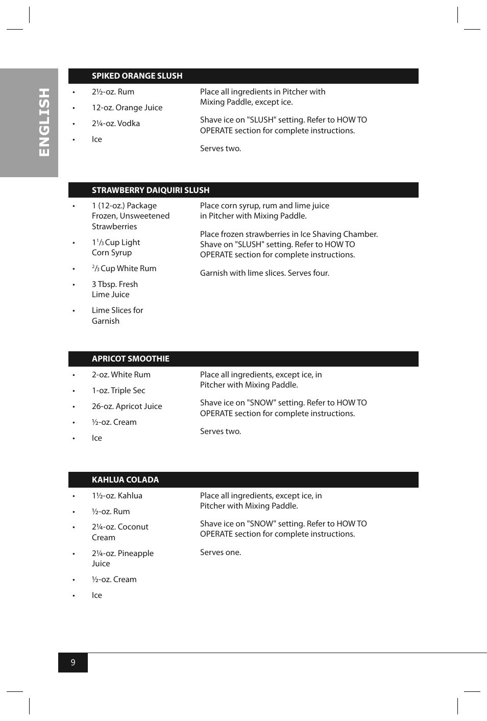 En g li s h | Nostalgia Electrics FBS400 RETRO RED User Manual | Page 11 / 34